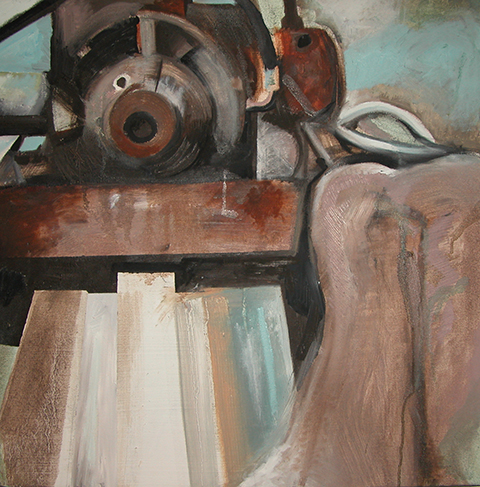 oil painting of large soil testing machine